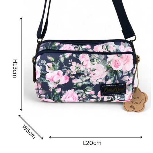 BLUE FLORAL Cotton Road Canvas Mini Sling Bag