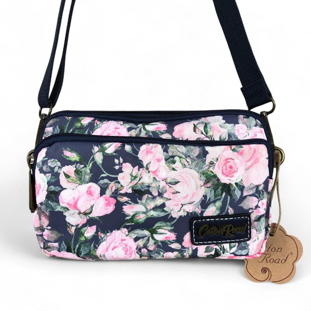 BLUE FLORAL Cotton Road Canvas Mini Sling Bag