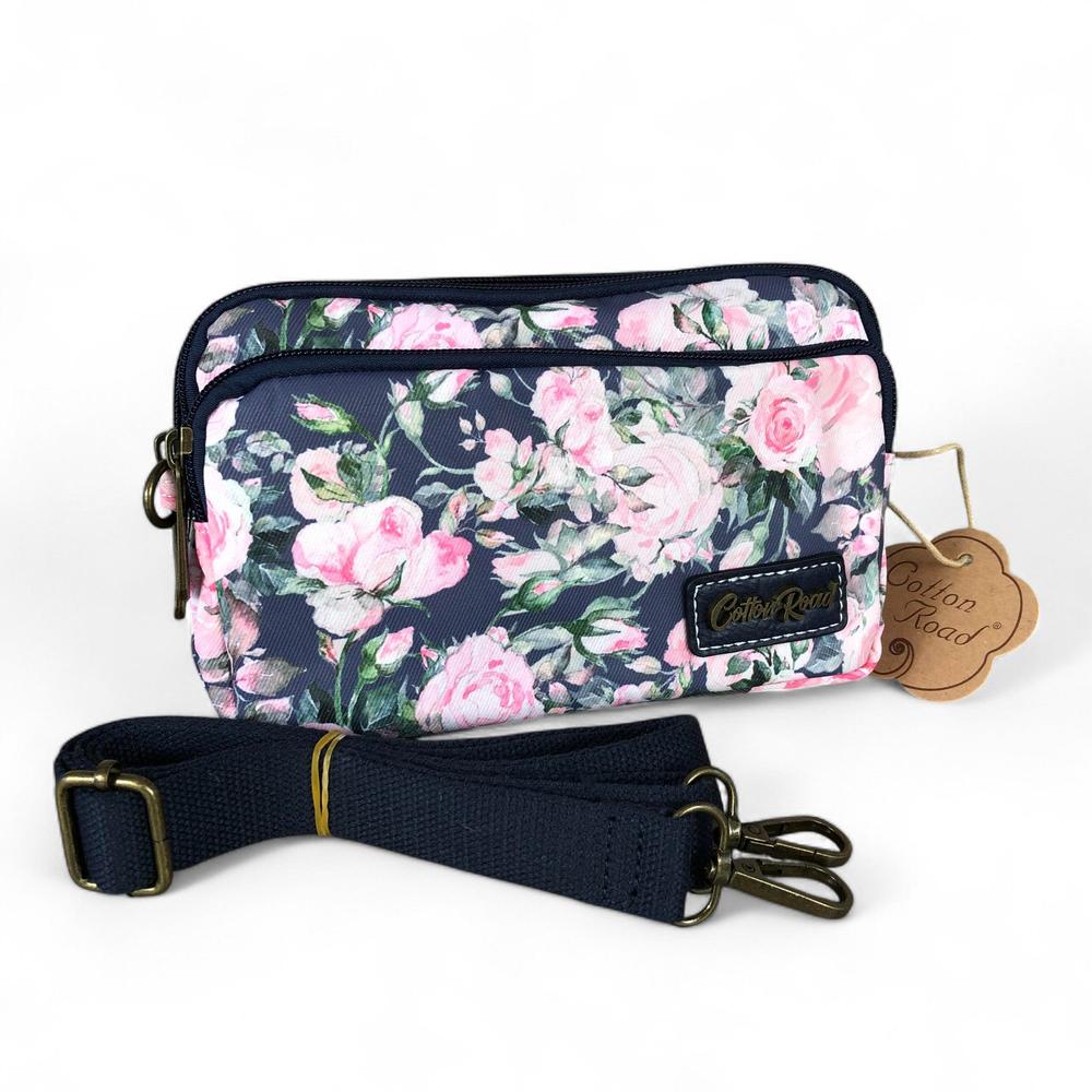 BLUE FLORAL Cotton Road Canvas Mini Sling Bag