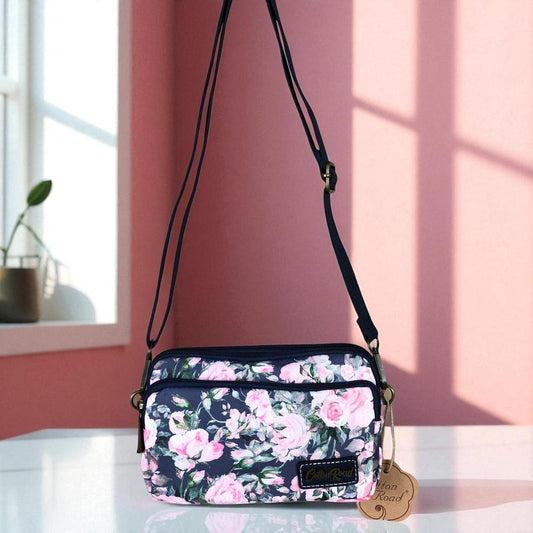 BLUE FLORAL Cotton Road Canvas Mini Sling Bag