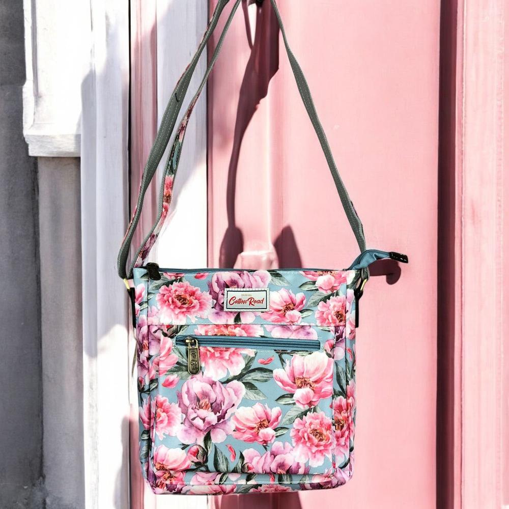 BLUE FLORAL Cotton Road PVC Sling Bag