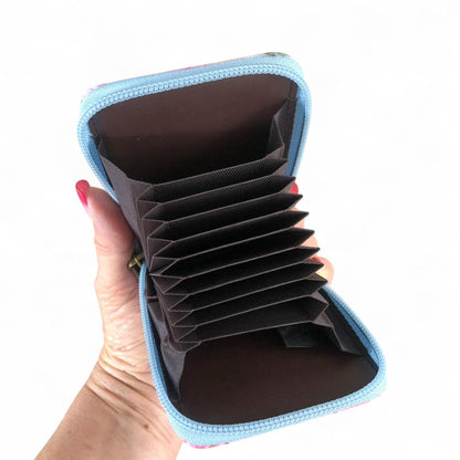 BLUE FLORAL PVC Cotton Road Card Holder