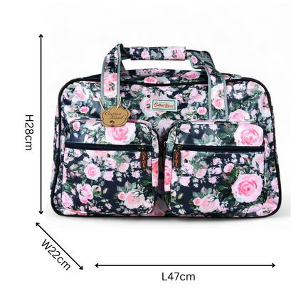 BLUE FLORAL PVC Overnight Cotton Road Travel Bag