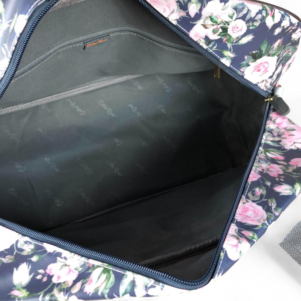 BLUE FLORAL PVC Overnight Cotton Road Travel Bag