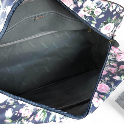 BLUE FLORAL PVC Overnight Cotton Road Travel Bag
