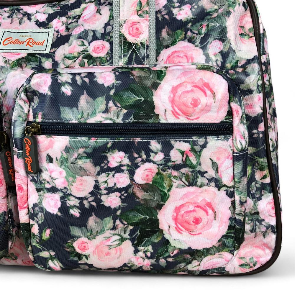 BLUE FLORAL PVC Overnight Cotton Road Travel Bag