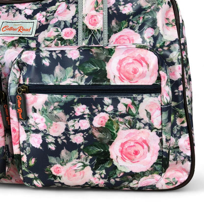 BLUE FLORAL PVC Overnight Cotton Road Travel Bag