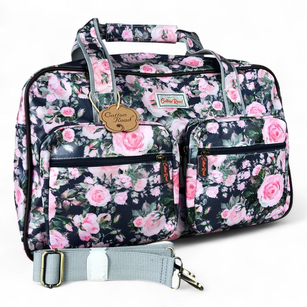 BLUE FLORAL PVC Overnight Cotton Road Travel Bag