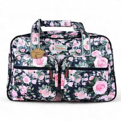 BLUE FLORAL PVC Overnight Cotton Road Travel Bag