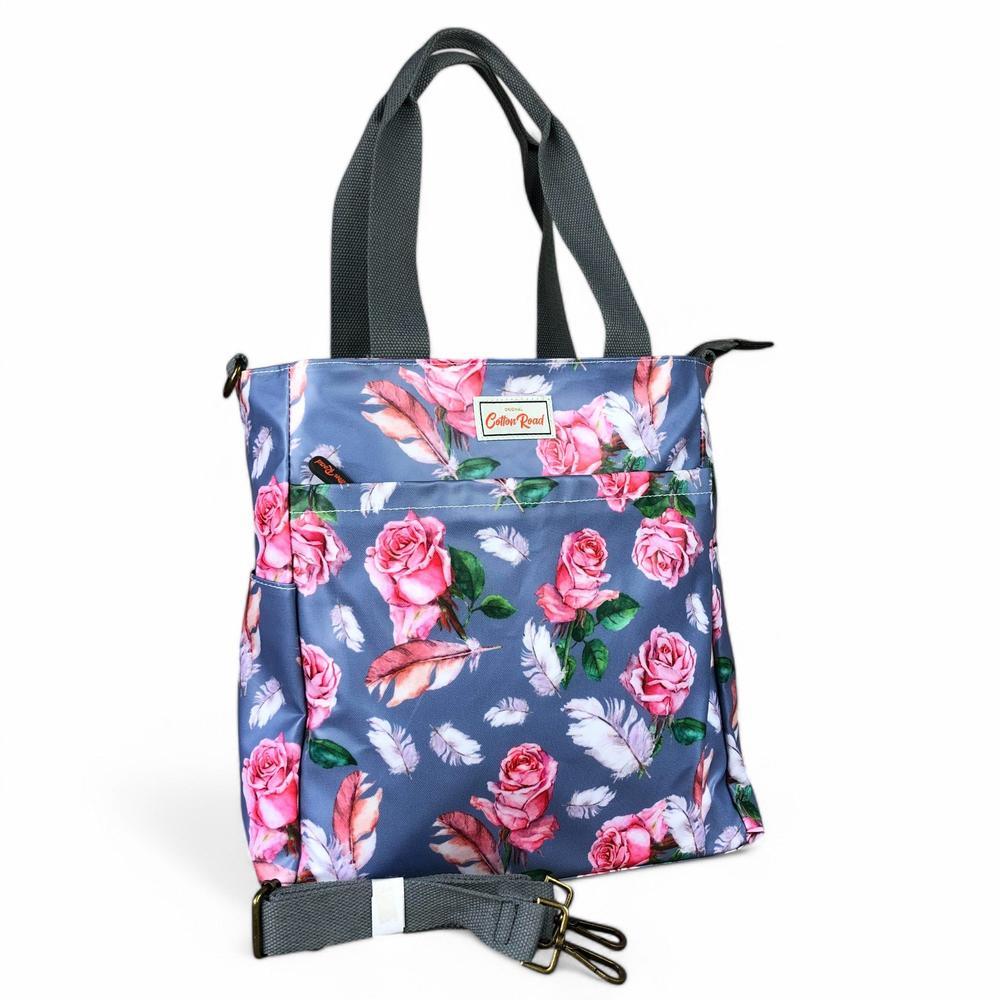 BLUE Large FLORAL PVC Cotton Road Cooler Bag