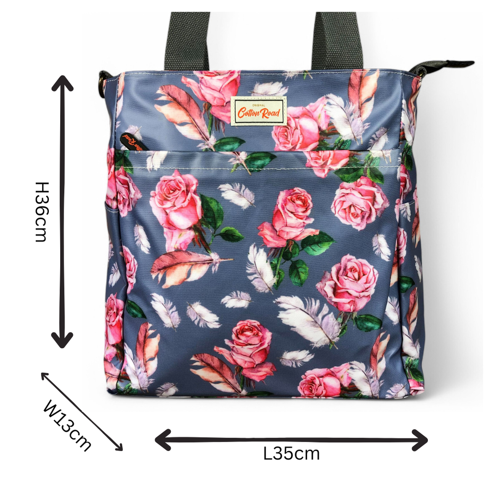 BLUE Large FLORAL PVC Cotton Road Cooler Bag