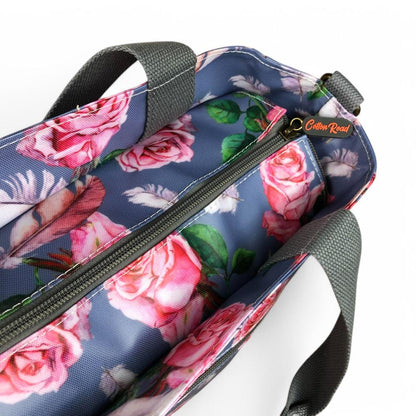 BLUE Large FLORAL PVC Cotton Road Cooler Bag