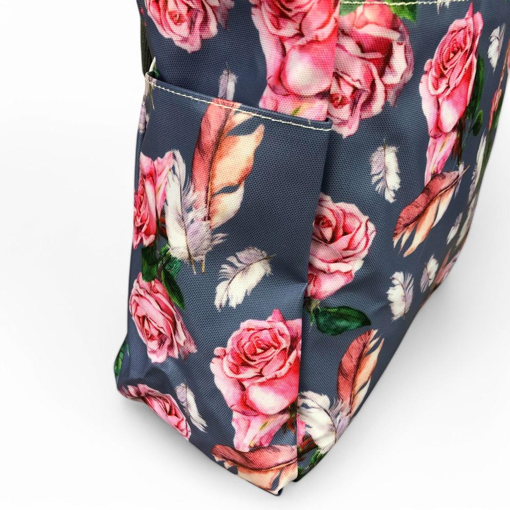 BLUE Large FLORAL PVC Cotton Road Cooler Bag