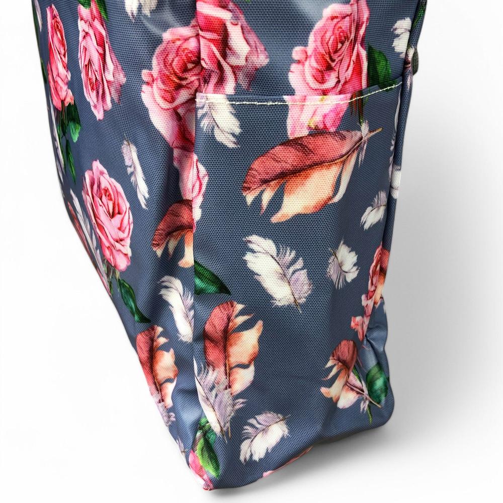 BLUE Large FLORAL PVC Cotton Road Cooler Bag