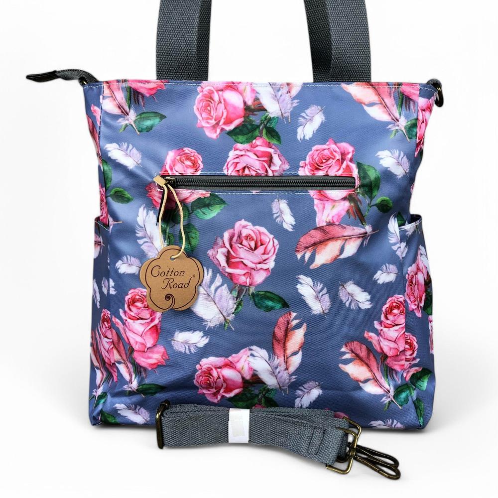 BLUE Large FLORAL PVC Cotton Road Cooler Bag