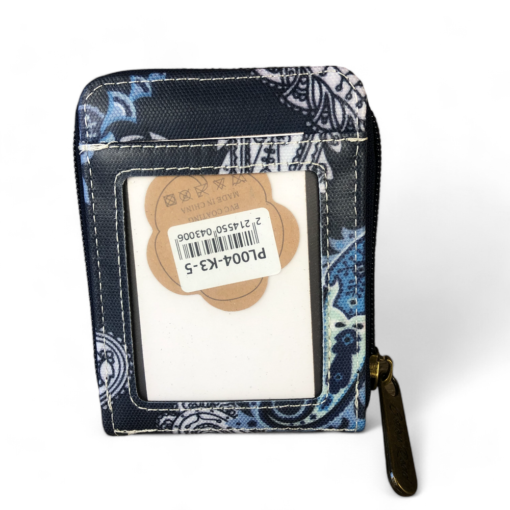 BLUE PAISLEY PVC Cotton Road Card Holder