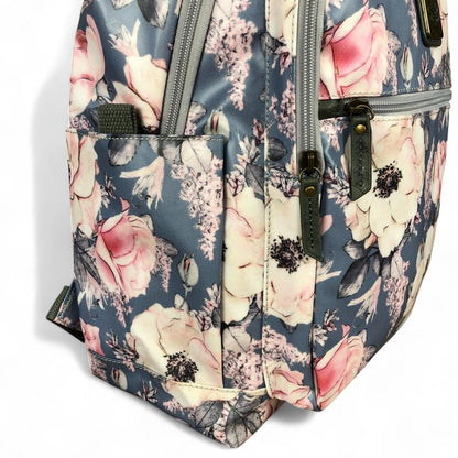 BLUE PVC Cotton Road 15,6" Laptop Backpack with FLOWERS
