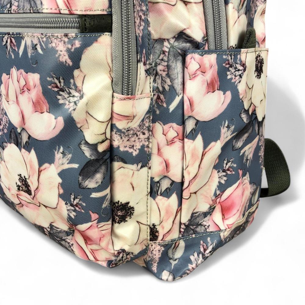 BLUE PVC Cotton Road 15,6" Laptop Backpack with FLOWERS