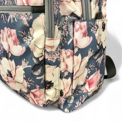 BLUE PVC Cotton Road 15,6" Laptop Backpack with FLOWERS