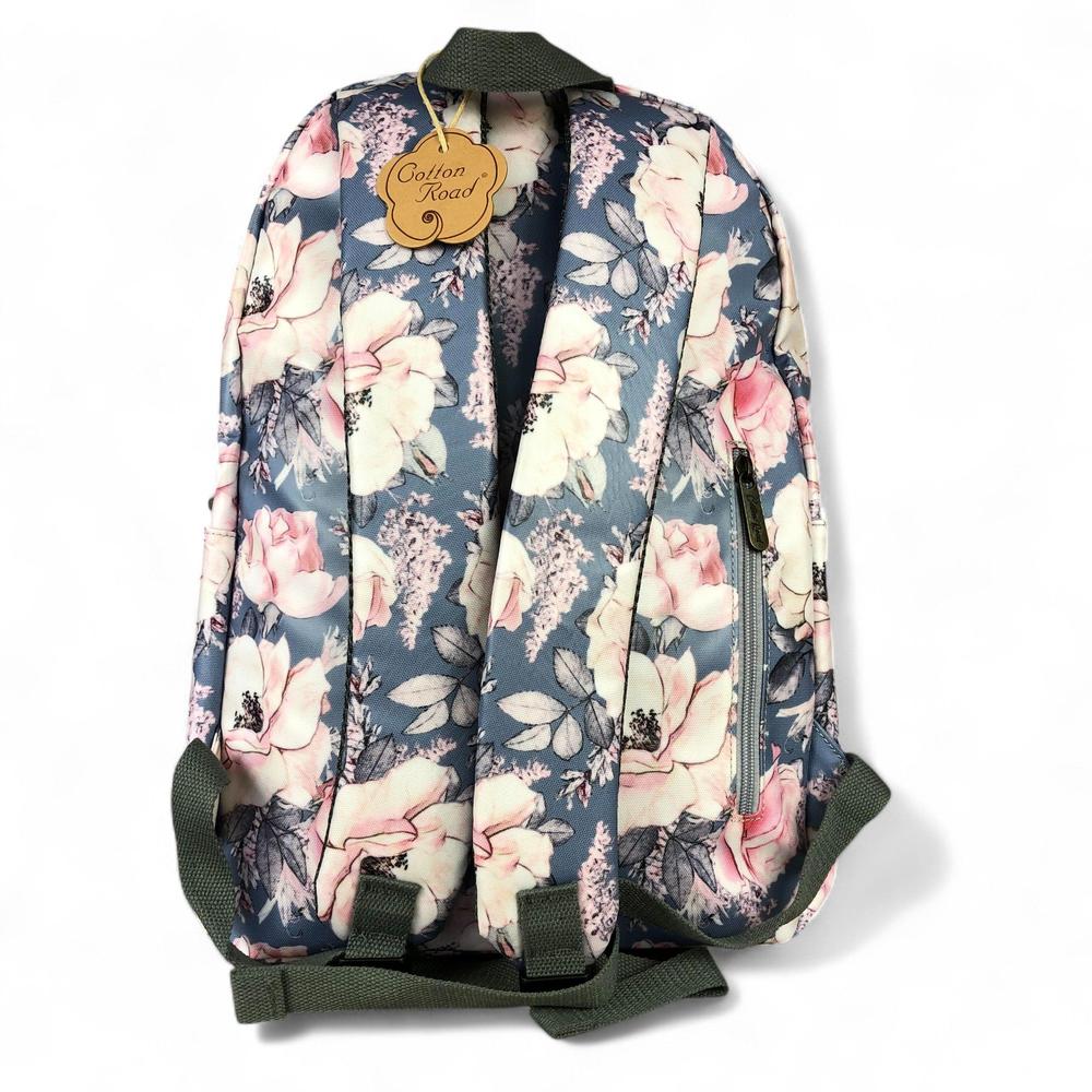 BLUE PVC Cotton Road 15,6" Laptop Backpack with FLOWERS
