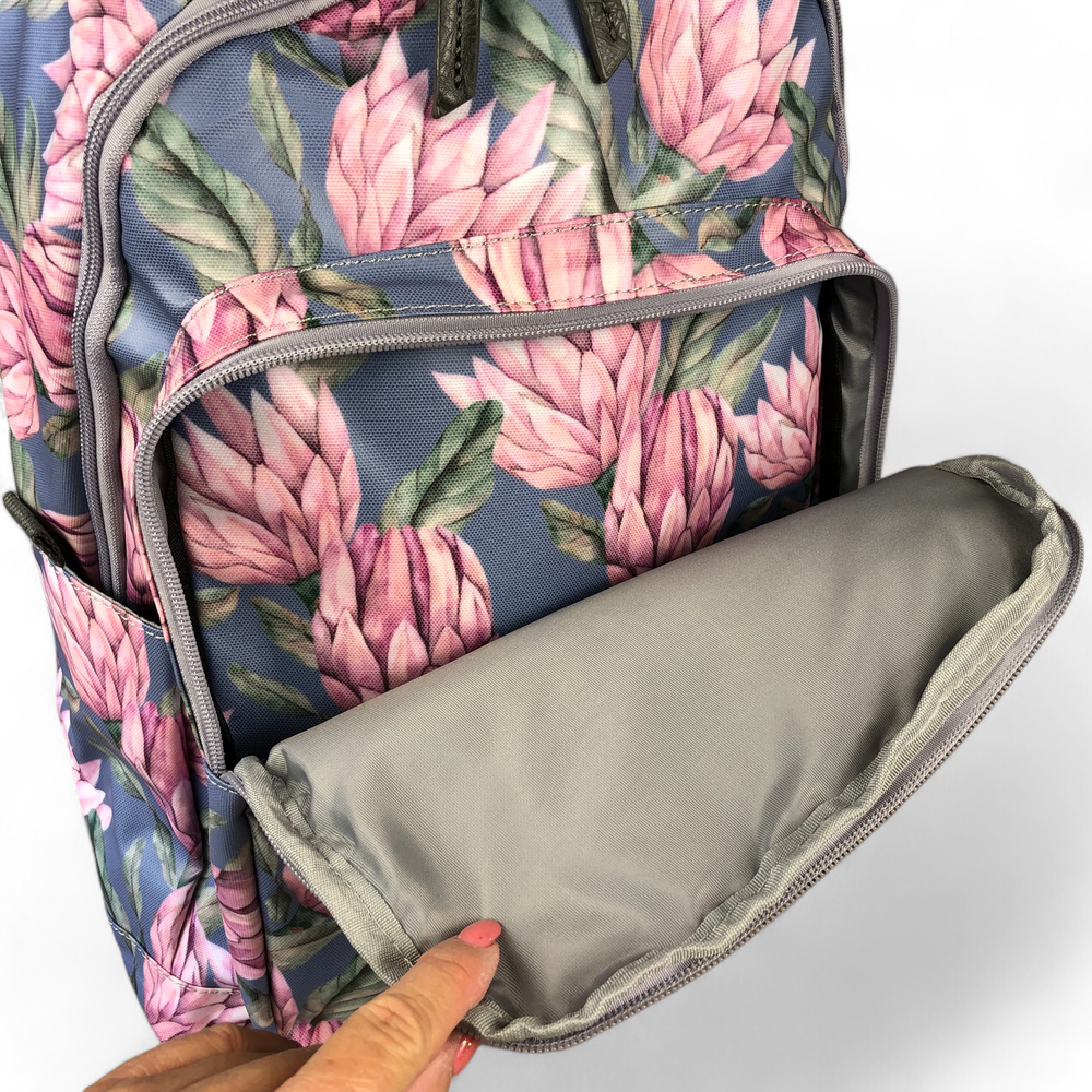 BLUE PVC Cotton Road 15,6" Laptop Backpack with PROTEAS