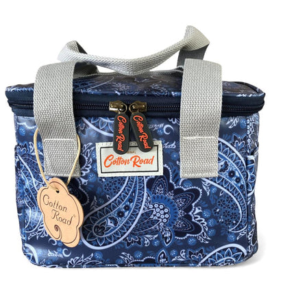 BLUE PVC Cotton Road Lunch Box Cooler Bag with PAISLEY Print