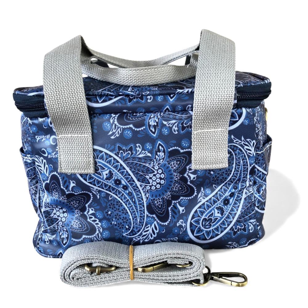 BLUE PVC Cotton Road Lunch Box Cooler Bag with PAISLEY Print