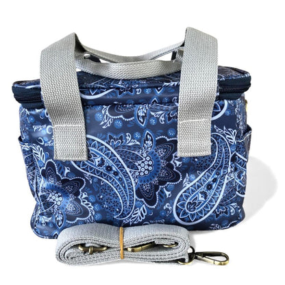 BLUE PVC Cotton Road Lunch Box Cooler Bag with PAISLEY Print