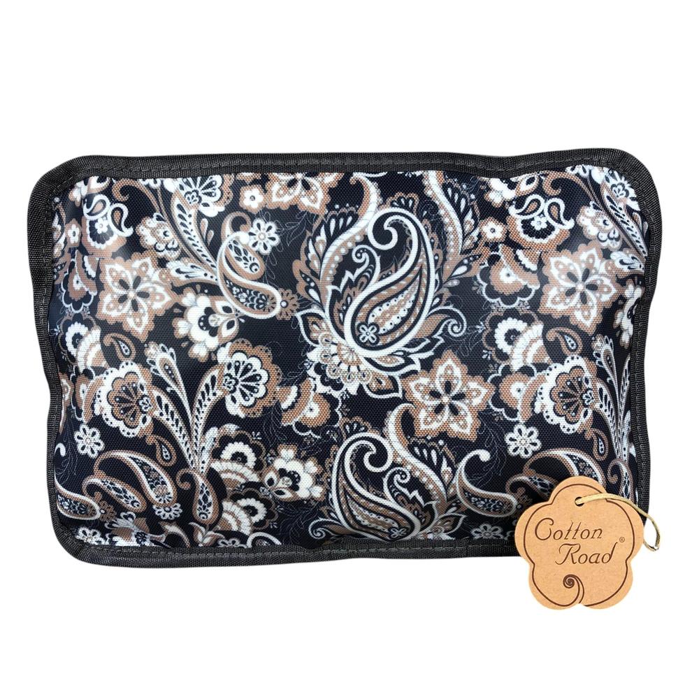 Blue PVC foldaway travel bag with paisley print by Cotton Road, compact and durable weekender bag