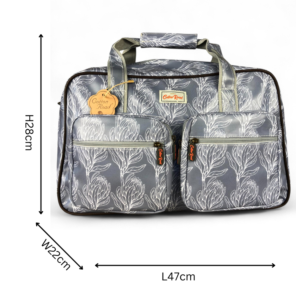 BLUE PVC Overnight Cotton Road Travel Bag with PROTEAS