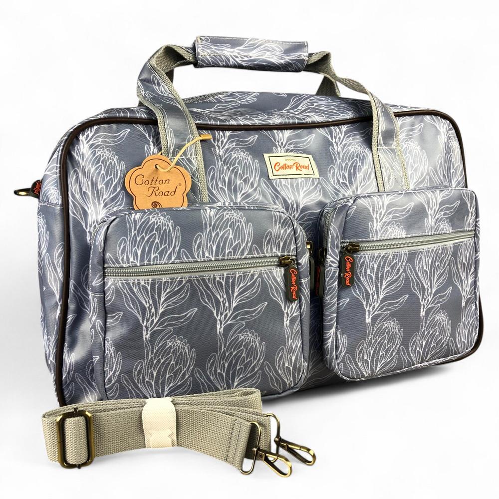 BLUE PVC Overnight Cotton Road Travel Bag with PROTEAS