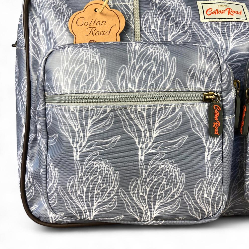 BLUE PVC Overnight Cotton Road Travel Bag with PROTEAS