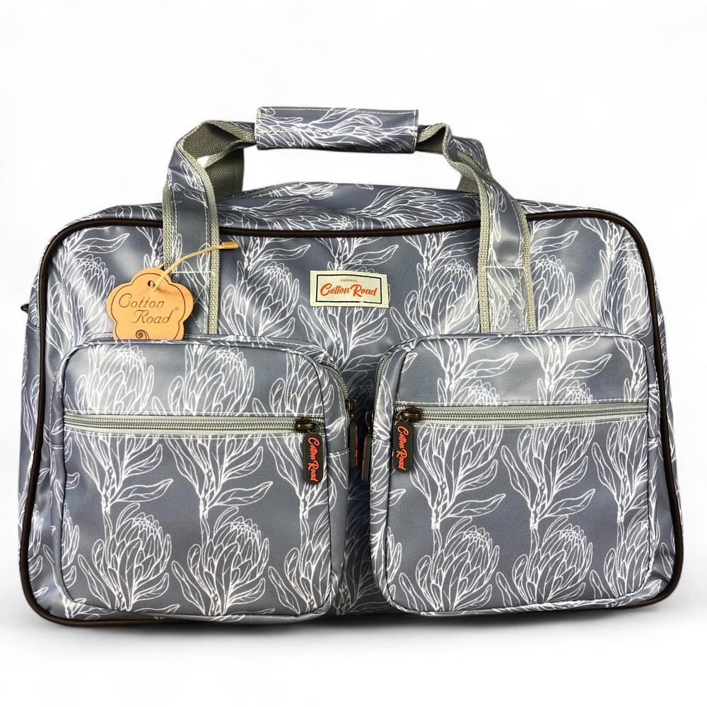 BLUE PVC Overnight Cotton Road Travel Bag with PROTEAS