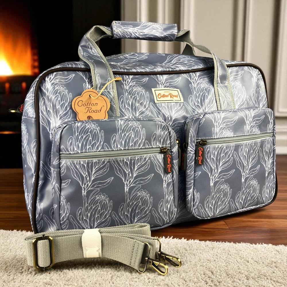 BLUE PVC Overnight Cotton Road Travel Bag with PROTEAS