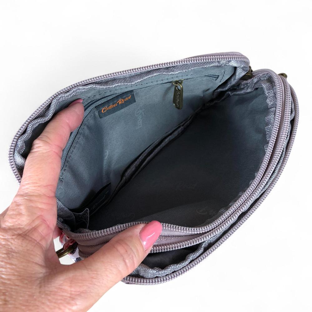 BROWN Cotton Road Canvas Mini Sling Bag with FLOWERS