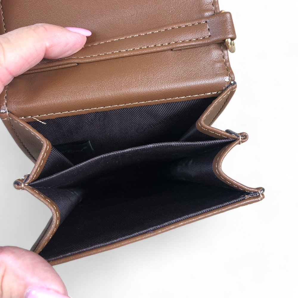 BROWN Cotton Road PU Leather Cellphone Sling Bag/Wallet with LACE Print