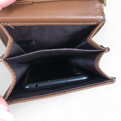 BROWN Cotton Road PU Leather Cellphone Sling Bag/Wallet with LACE Print