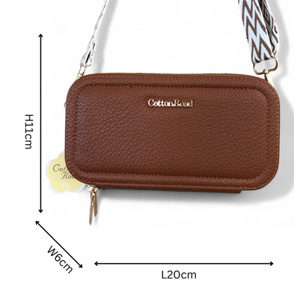 BROWN Cotton Road PU Leather Cellphone Sling Wallet
