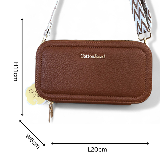 BROWN Cotton Road PU Leather Cellphone Sling Wallet