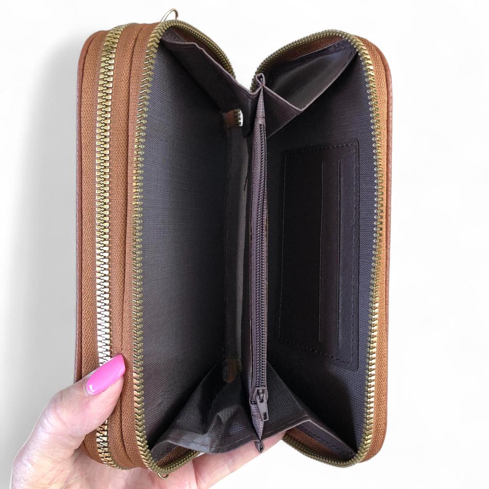 BROWN Cotton Road PU Leather Cellphone Sling Wallet