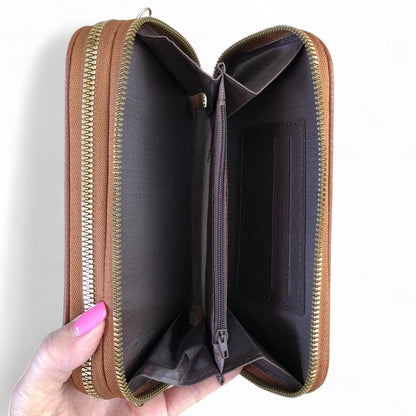 BROWN Cotton Road PU Leather Cellphone Sling Wallet