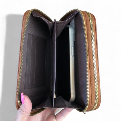 BROWN Cotton Road PU Leather Cellphone Sling Wallet