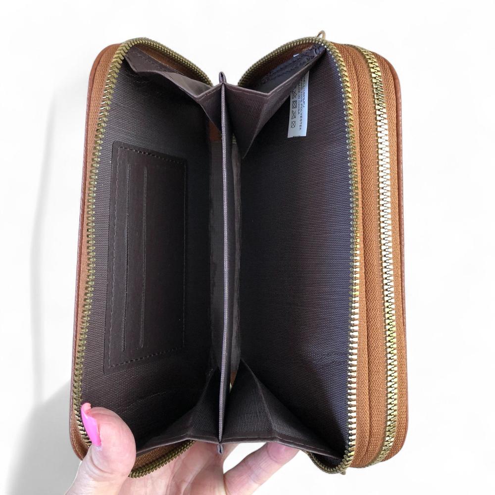 BROWN Cotton Road PU Leather Cellphone Sling Wallet