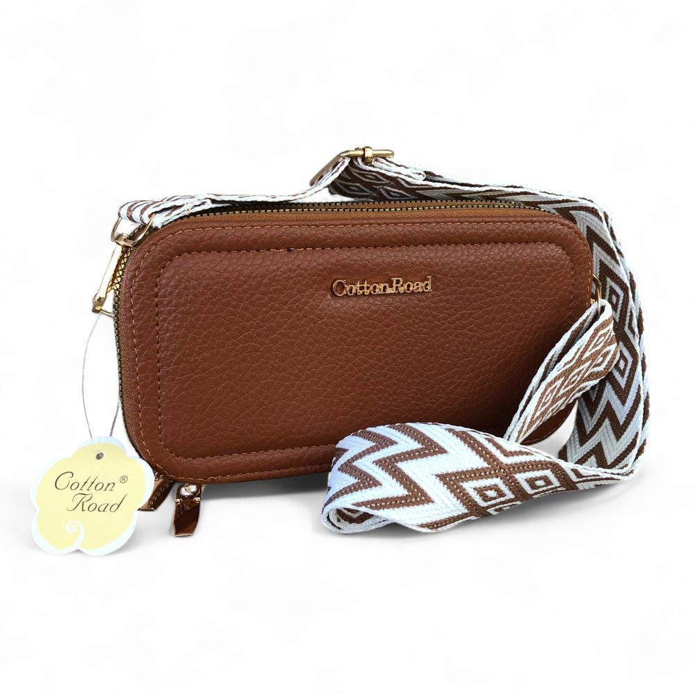 BROWN Cotton Road PU Leather Cellphone Sling Wallet