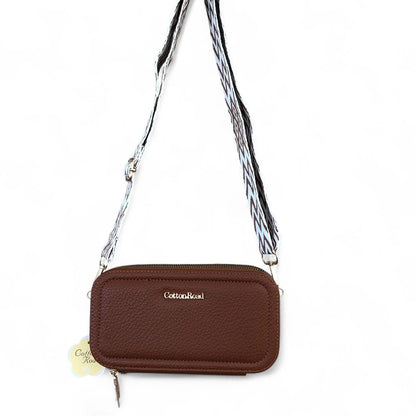 BROWN Cotton Road PU Leather Cellphone Sling Wallet