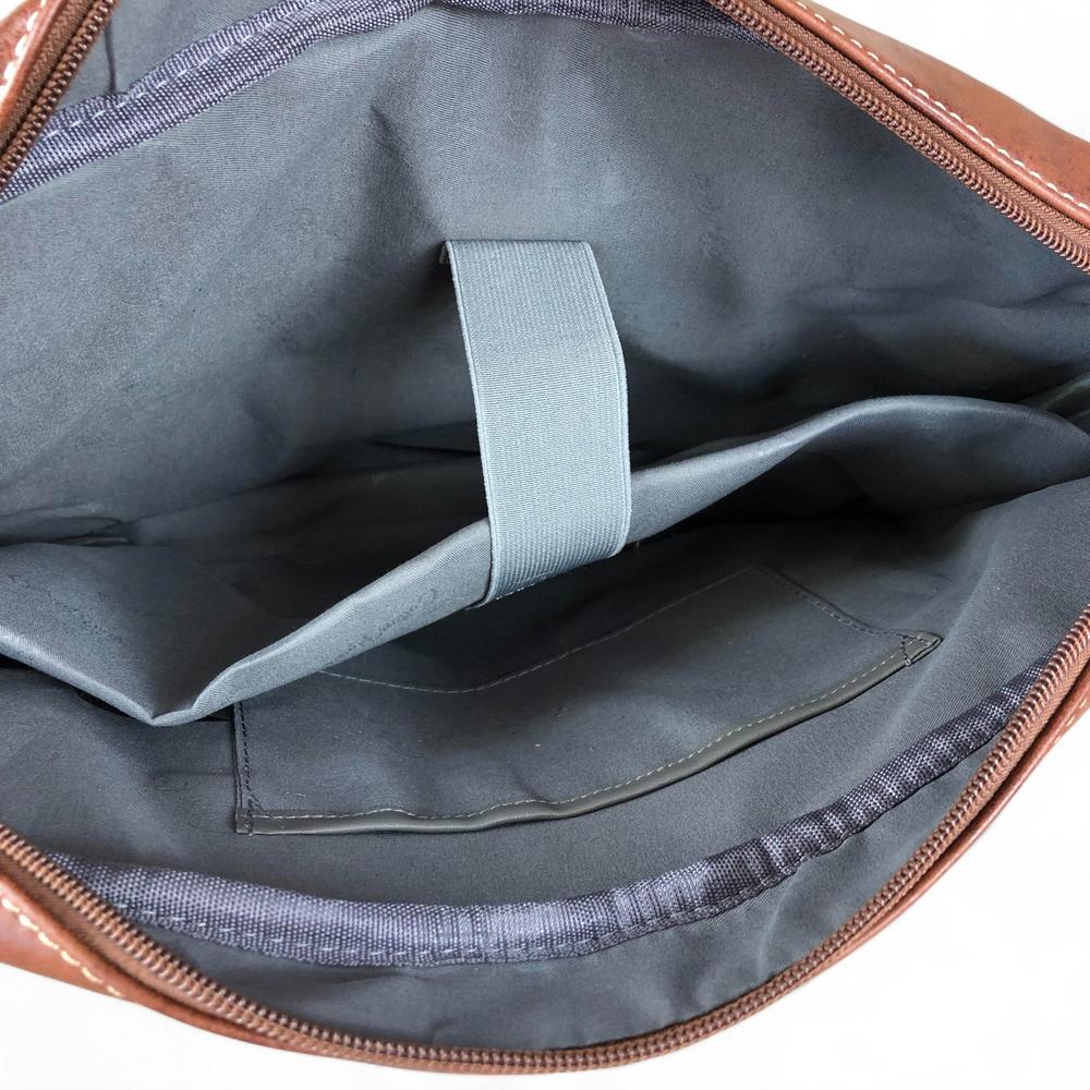 BROWN Cotton Road PU Leather Laptop Bag