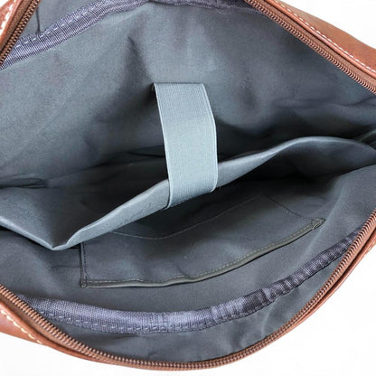 BROWN Cotton Road PU Leather Laptop Bag