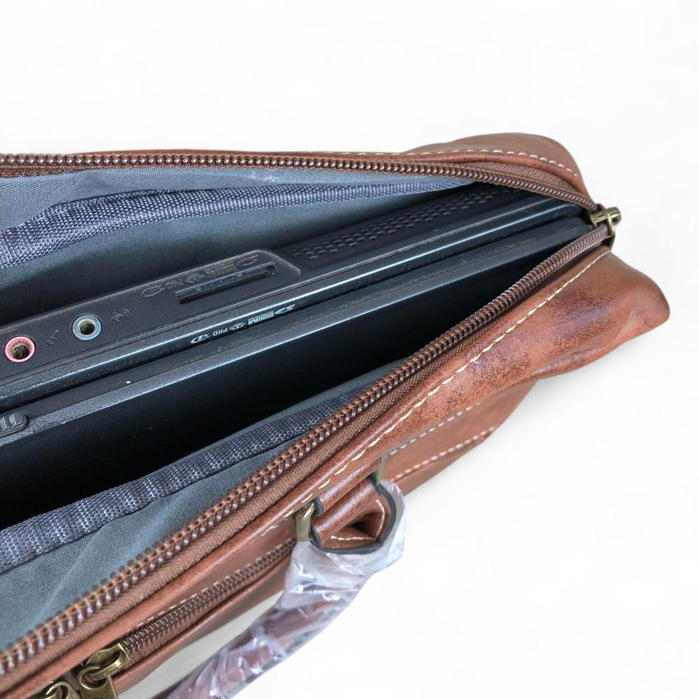 BROWN Cotton Road PU Leather Laptop Bag