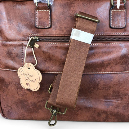 BROWN Cotton Road PU Leather Laptop Bag
