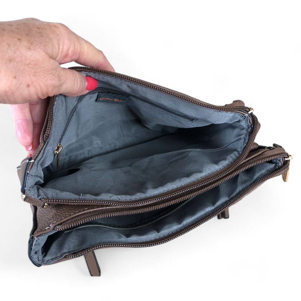 BROWN Cotton Road PU Leather Sling Bag with BRANDED Strap